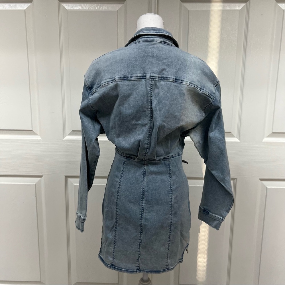 Free People Amber Denim Blue Mini Dress NWT Size 12 - Picture 9 of 14